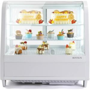 imageROVSUN 3 CuFt Refrigerated Display Case ETL NSF Certified Commercial Countertop Refrigerator Display Refrigerator wLED Lighting Auto Defrosting Aircooling Front Opening Door for Cafe RestaurantWhite