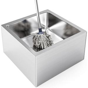 imageROVSUN 304 Stainless Steel Mop Sink 22quot L x 19quot W x 12quot H Commercial Utility Floor Mount Mop Basin with Sink Drainage Strainer Great for Restaurant Garage Basement Bathroom Laundry Silver24L x 24W x 13H