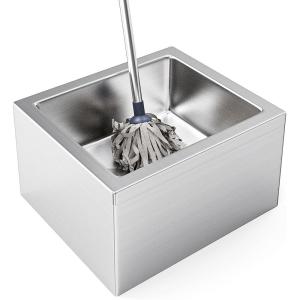 imageROVSUN 304 Stainless Steel Mop Sink 22quot L x 19quot W x 12quot H Commercial Utility Floor Mount Mop Basin with Sink Drainage Strainer Great for Restaurant Garage Basement Bathroom Laundry Silver22L x 19W x 12H