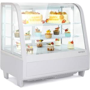 imageROVSUN 35 CuFt Commercial Display Refrigerator ETL NSF Certified Refrigerator Display Case Countertop Pastry Display Case wLED Aircooling Automatic Defrost Rear Sliding Door for Cafe Restaurant35 CuFtWhite