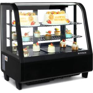 imageROVSUN 35 CuFt Commercial Display Refrigerator ETL NSF Certified Refrigerator Display Case Countertop Pastry Display Case wLED Aircooling Automatic Defrost Rear Sliding Door for Cafe Restaurant35 CuFtBlack