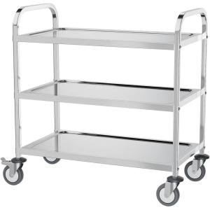 imageROVSUN 3Tier Stainless Steel Utility Cart with Wheels Commercial Rolling Serving Cart 330lbs Capacity Kitchen Trolley Storage Shelf for Restaurant Office Warehouse 175quot D335quot W35quot H Silver