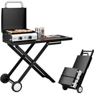 imageROVSUN 4 Burner Foldable Propane Griddle with Wheels Enameled Tray ampamp Lid 40000 BTU Portable Rolling Flat Top Gas Grill with Electronic Ignition ampamp Regulator for Outdoor Cooking Camping BBQ Tailgating2 Burner