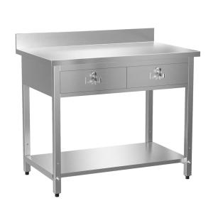 imageROVSUN 42 x 26 Inches Stainless Steel Table with 2 Drawers Heavy Duty Metal Prep ampamp Work Table with Undershelf for Commercial Kitchen Restaurant Home Hotel and Garage42 X 26
