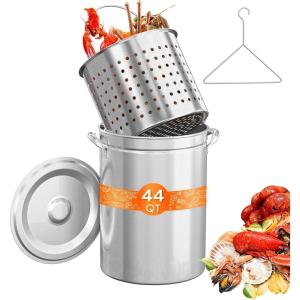 imageROVSUN 44QT Stainless Steel Seafood Boil Pot with Strainer Basket Lid ampamp Hook Versatile Stock Pot for Crab Lobster Shrimp Boiling HeavyDuty Turkey Fryer for Outdoor Cooking ampamp Gatherings44QT