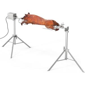 imageROVSUN 46quot Electric Rotisserie Grill Pig Lamb Spit Roaster Stand Rotisserie 176 Lbs Capacity with Adjustable Height BBQ Charcoal Rotisserie Grill Kit Stainless Steel for Outdoor Party Camping