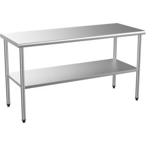 imageROVSUN 48 x 24 Stainless Steel Table for Prep ampamp WorkCommercial Worktables ampamp Workstations NSF Heavy Duty Metal Table with Adjustable UnderShelf for Kitchen Restaurant Home Hotel Outdoor60 x 24