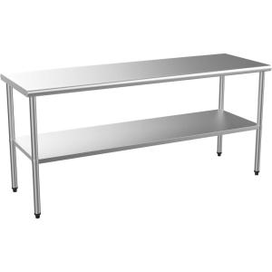imageROVSUN 48 x 24 Stainless Steel Table for Prep ampamp WorkCommercial Worktables ampamp Workstations NSF Heavy Duty Metal Table with Adjustable UnderShelf for Kitchen Restaurant Home Hotel Outdoor72 x 24