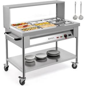 imageROVSUN 48QT 1500W Electric Commercial Food Warmer 6Pan Steam Table 8QTPan Stainless Steel Bain Marie Countertop wAcrylic Shield Temperature Control ampamp Lid for Buffet Restaurant 110V72QTFreestanding