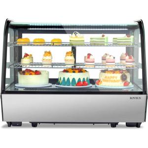imageROVSUN 57 CuFt Refrigerated Display Case Commercial Countertop Refrigerator ETL NSF Certified Display Refrigerator wLED Automatic Defrosting Aircooling Rear Sliding Door for Cafe Restaurant