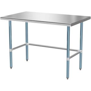 imageROVSUN 60quot x 24quot Stainless Steel Open Base Table NSF Commercial Metal Table Heavy Duty Prep ampamp Work Table with Galvanized Legs for Home Kitchen RestaurantHotel Garage Laundry Utility48 x 30