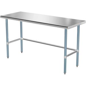 imageROVSUN 60quot x 24quot Stainless Steel Open Base Table NSF Commercial Metal Table Heavy Duty Prep ampamp Work Table with Galvanized Legs for Home Kitchen RestaurantHotel Garage Laundry Utility60 x 24