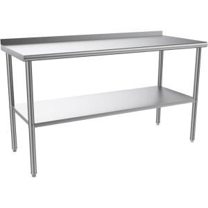 imageROVSUN 72 x 24 Stainless Steel Table for Prep ampamp WorkCommercial Worktables ampamp WorkstationsHeavy Dut Metal Table with Adjustable UnderShelf ampamp Backsplash for Kitchen RestaurantHomeHotel60x 24