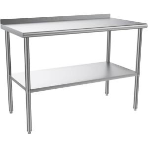 imageROVSUN 72 x 24 Stainless Steel Table for Prep ampamp WorkCommercial Worktables ampamp WorkstationsHeavy Dut Metal Table with Adjustable UnderShelf ampamp Backsplash for Kitchen RestaurantHomeHotel48x 24
