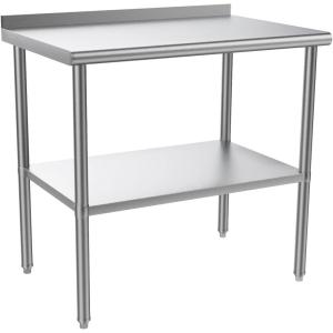 imageROVSUN 72 x 24 Stainless Steel Table for Prep ampamp WorkCommercial Worktables ampamp WorkstationsHeavy Dut Metal Table with Adjustable UnderShelf ampamp Backsplash for Kitchen RestaurantHomeHotel36x 24