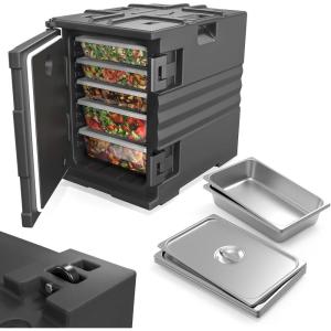 imageROVSUN 82 QT Food Warmer Catering Food Warmers Insulated Food Pan Carrier w4 NSF FullSize Pans Wheels Double Buckles and Handles Stackable Hot Boxes for Catering Restaurant Canteen Family Party