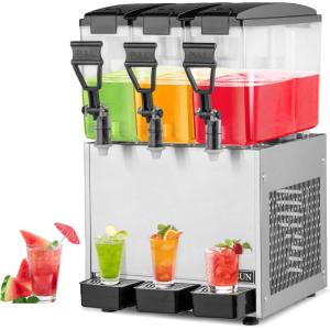 imageROVSUN Commercial Beverage Dispenser 78 Gal30L Commercial Juice Dispenser Cold Drink Dispenser 10L X 3 Tanks Stainless Steel with Thermostat Controller for Home Restaurant Bar Party 110V60HZ78Gal