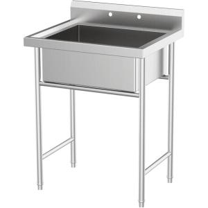 imageROVSUN Commercial Double Bowl Kitchen Sink 304 Stainless Steel Free Standing Utility Sink for Kitchen Laundry Room Garage Restaurant 35821340single bowl