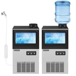 imageROVSUN Commercial Ice Maker Machine 110LBS24H with 2 Water Inlets Freestanding Ice Machine with 24lbs Storage Bin Ice Scoop ampamp Water Filter for Home Office Restaurant Bar Cafe90LB