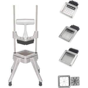 imageROVSUN Commercial Vegetable Chopper French Fry Cutter with 4 Sizes Blades Potato Dicer Slicer Fruit Chopper Stainless Steel for Restaurant Home ampamp Kitchen 12quot 38quot 14quot ampamp 8Wedge BladesHand Pressure Style