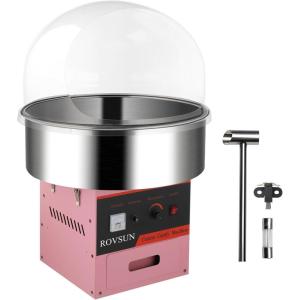 imageROVSUN Cotton Candy Machine 21 Inch Electric Commercial Cotton Candy Maker Machine Candy Floss Machine wStainless Steel Bowl Sugar Scoop and Large Storage Drawer Home Party Carnival PinkPinkwith Cover