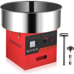 imageROVSUN Cotton Candy Machine 21 Inch Electric Commercial Cotton Candy Maker Machine Candy Floss Machine wStainless Steel Bowl Sugar Scoop and Large Storage Drawer Home Party Carnival PinkRedwithout Cover