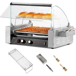 imageROVSUN Hot Dog Cart  Mobile Stand for 57 Rollers Hot Dog Machine with Shelfs Handles ampamp Wheels Concession Stands Fairs Events Use9 Roller