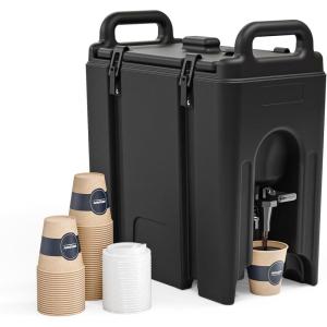 imageROVSUN Insulated Beverage Dispenser 5Gallon Ice and Hot Drink Server with Handles Faucet ampamp 20 Cups Foodgrade LLDPE Drink Dispenser Hot and Cold Beverage Server for Party Catering Event RestaurantBlack