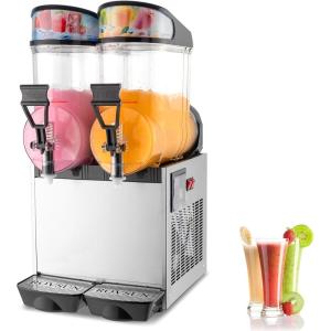 imageROVSUN Margarita Machine 8 Gal30L 15L X 2 Tanks Slushie Machine Commercial Slushy Machine Slush and Juice Modes Frozen Drink Maker Stainless Steel for Restaurant Bar Home Party 110V60HZ