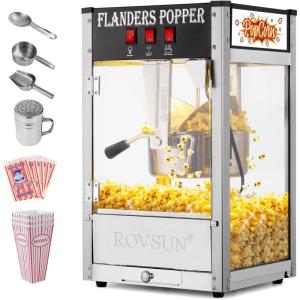 imageROVSUN Popcorn Machine Movie Theater Style w 10 Ounce Kettle Makes Up to 4 Gallons ETL Certified Countertop Popcorn Maker Commercial Popcorn Machine wScoop Oil Spoon Bags ampamp 3 Cups RedBlack