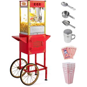 imageROVSUN Popcorn Machine Movie Theater Style with Cart ampamp Wheels 8 Ounce Kettle Makes Up to 32 Cups Popcorn Maker with Popcorn Scoop Oil Spoon ampamp 3 Popcorn Cups for Commercial Home ETL RedRed