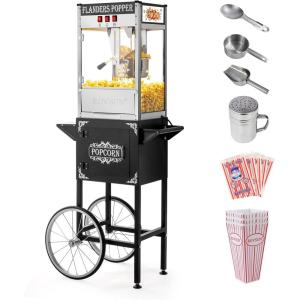 imageROVSUN Popcorn Machine with Cart Wheels ampamp 10 Oz Kettle Makes Up to 4 Gallons ETL Certified Popcorn Maker wStainless Steel Scoop Oil Spoon Bags ampamp 3 Popcorn Cups for Commercial Home Theater GoldenBlack