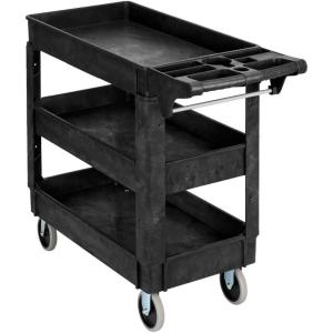 imageROVSUN Service Utility Cart Steady ampamp Durable Tub Cart with Deep Shelves Hold Up 550LBS Versatile inHandle Storage and 360Flexible Wheels with Braker Great for WarehouseGarage407Lx171Wx 335H3 Shelves