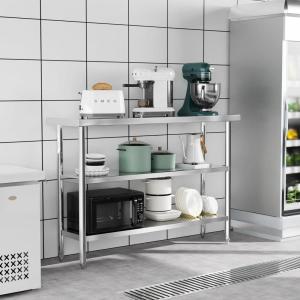 imageROVSUN Stainless Steel Table with 2 Shelves 48x14 Inches NSF Commercial Heavy Duty Prep ampamp Work Table for Kitchen Restaurant Home Hotel Garage48 X 14