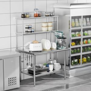 imageROVSUN Stainless Steel Table with 2 Shelves 48x14 Inches NSF Commercial Heavy Duty Prep ampamp Work Table for Kitchen Restaurant Home Hotel Garage48 X 30