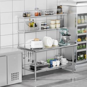imageROVSUN Stainless Steel Table with 2 Shelves 48x14 Inches NSF Commercial Heavy Duty Prep ampamp Work Table for Kitchen Restaurant Home Hotel Garage60 X 30
