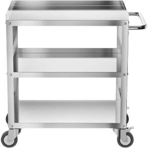 imageROVSUN Stainless Steel Utility Cart 3 Tier Commercial Rolling Cart with Wheels and Handle Heavy Duty Storage Tool Cart for Kitchen Restaurant Hospital Laboratory and Home 28quotL x 18quotWx 33quotH Silver