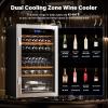imageROVSUN 18 Bottle Wine Fridge Freestanding Compressor Wine Cooler Refrigerator Beverage Wine Chiller with Digital Temperature Control ampamp Doublelayer Glass Door for Red White Wine Champagne BeerDual Zone33 Bottle