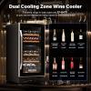 imageROVSUN 18 Bottle Wine Fridge Freestanding Compressor Wine Cooler Refrigerator Beverage Wine Chiller with Digital Temperature Control ampamp Doublelayer Glass Door for Red White Wine Champagne BeerDual Zone26 Bottle