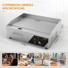 imageROVSUN 30quot Electric Countertop Flat Top Griddle 3000W Electric Griddle Teppanyaki Grill Stainless Steel with Adjustable Temperature Control 122F572F for Home Restaurant Commercial No Plug22 inch