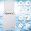 imageROVSUN 35 Cubic Feet Chest Freezer Compact Deep Freezer with Storage Basket Adjustable Thermostat Ideal for Home Kitchen Office RV White