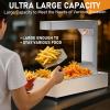 imageROVSUN French Fry Warmer 750W Commercial Food Heat Lamp Electric Standing Warming Fry Dump Station Stainless Steel Countertop Fries Warmer for Chips Churros Buffet Restaurant