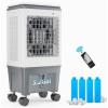 imageROVSUN 343Gal130L Commercial Swamp Cooler 9000CFM Powerful Evaporative Air Cooler 500W Strong Motor 3 Speeds 4 Ice Packs 3IN1 Humidifying Cooling Fan for Shop Factory Garage52Gal