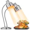 imageROVSUN Food Heat Lamp 2Head Food Warming Light 500W Portable Electric Heating Lamp Stainless Steel Commercial Food Warmer for Restaurant Kitchen CafeteriaSilverSilver