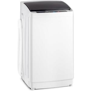 imageROVSUN 178LBS Portable Washing Machine FullAutomatic Electric Laundry Machine with Stainless Steel Drum Compact Washer and Spin Dryer Combo with Drain Pump for Apartment Dorm Home Light Grey178lbs