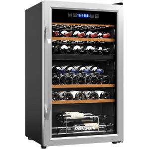 imageROVSUN 18 Bottle Wine Fridge Freestanding Compressor Wine Cooler Refrigerator Beverage Wine Chiller with Digital Temperature Control ampamp Doublelayer Glass Door for Red White Wine Champagne BeerDual Zone33 Bottle