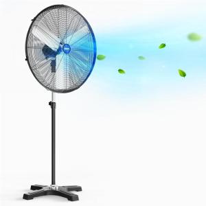 imageROVSUN 20 Industrial Heavy Duty Standing Fan 5000CFM High Velocity Pedestal Fan with Onetouch Oscillating Function Adjustable Height for Shop Workshop Garage UL Listed Black 110W30