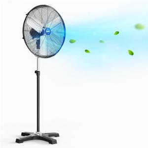 imageROVSUN 20 Industrial Heavy Duty Standing Fan 5000CFM High Velocity Pedestal Fan with Onetouch Oscillating Function Adjustable Height for Shop Workshop Garage UL Listed Black 110W24
