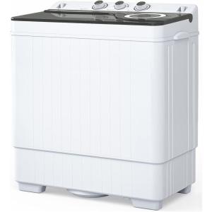 imageROVSUN 26lbs Compact Twin Tub Portable Washing Machine Mini Washer18lbs ampamp Spiner8lbs  Builtin Drain PumpSemiAutomatic for Camping Apartments Dorms ampamp RVs Grey