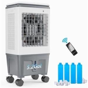 imageROVSUN 343Gal130L Commercial Swamp Cooler 9000CFM Powerful Evaporative Air Cooler 500W Strong Motor 3 Speeds 4 Ice Packs 3IN1 Humidifying Cooling Fan for Shop Factory Garage52Gal
